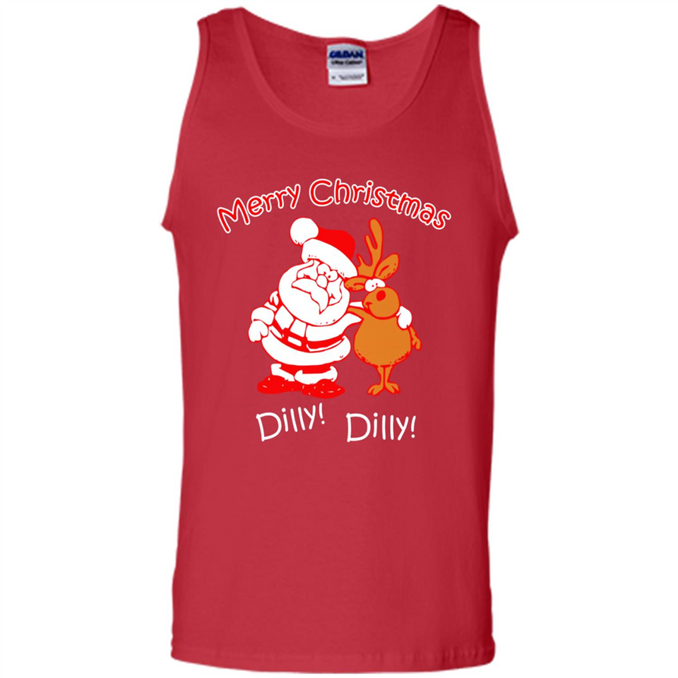 Christmas T-Shirt Santa And Reindeer Dilly Dilly - Tank Top