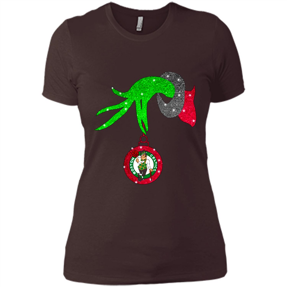 GRINCH HAND HOLDING BOSTON CELTICS NBA GLITTER CHRISTMAS PINGPONG