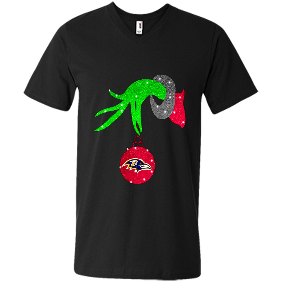 GRINCH HAND HOLDING BALTIMORE RAVENS GLITTER CHRISTMAS PINGPONG