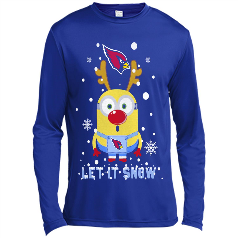 Minion Arizona Cardinals Ugly Christmas Sweater Let it Snow - Canvas Long Sleeve T-Shirt