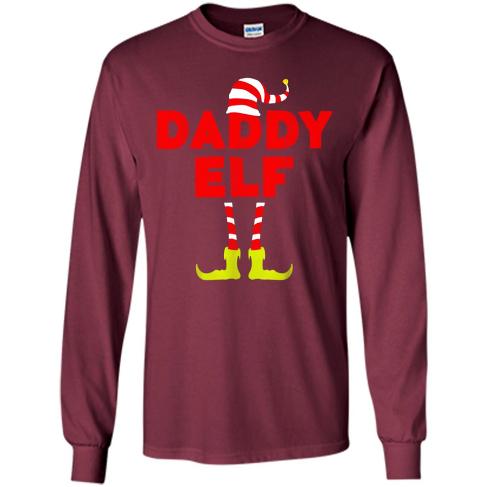 Mens Daddy Elf T-Shirt Funny Matching Christmas Costume - Long Sleeve T-Shirt
