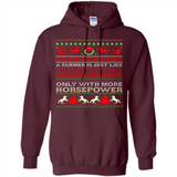 Funny Farmers Gift Ugly Santa Claus Horsepower - Hoodie