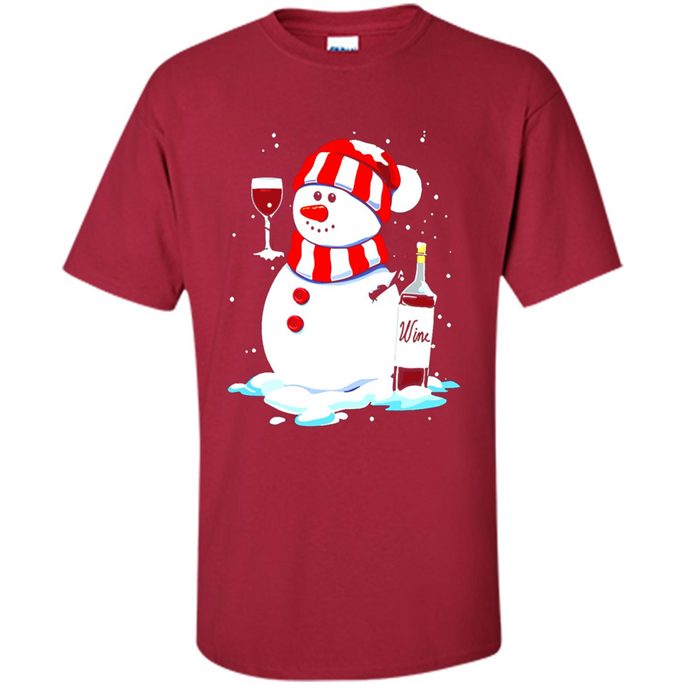 Cute Snowman drink Red Wine Christmas T-Shirt - Shirt