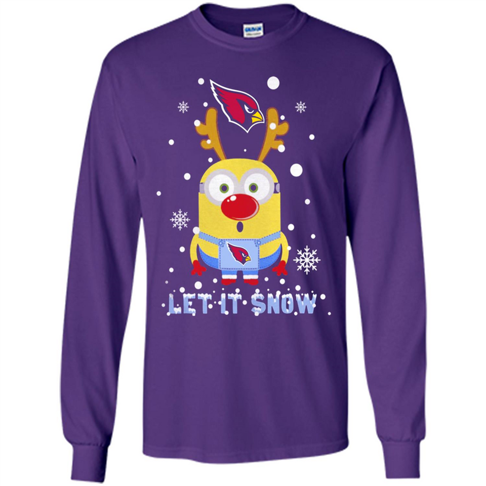 Minion Arizona Cardinals Ugly Christmas Sweater Let it Snow - Long Sleeve T-Shirt