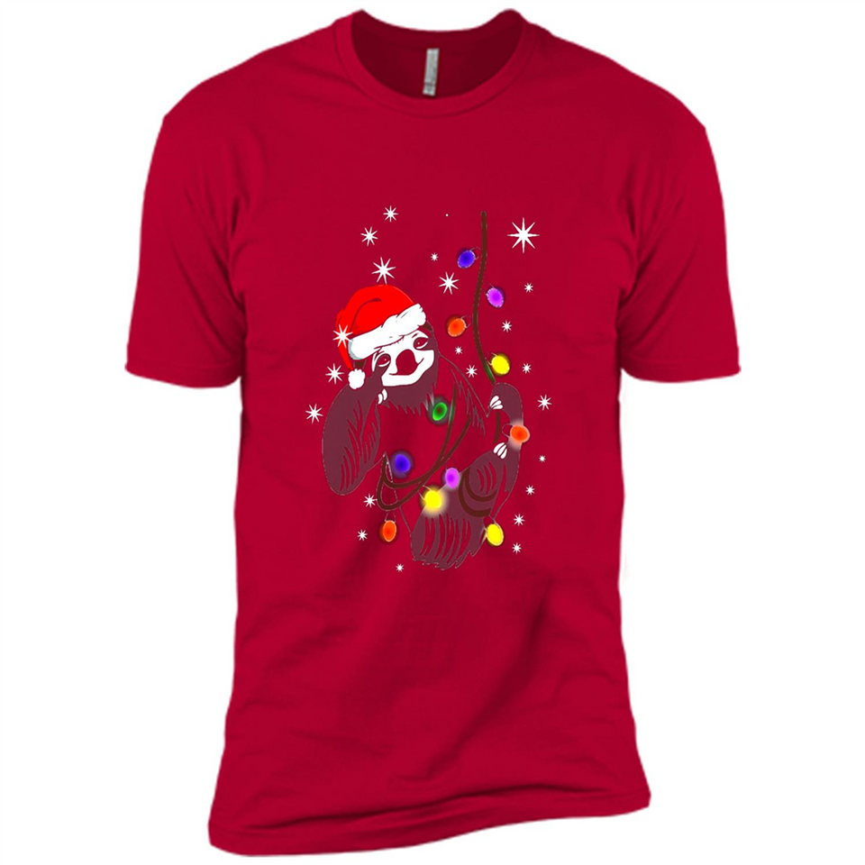Cute Christmas Choloepus Sloth Santa Led Light Mug - Premium Short Sleeve T-Shirt