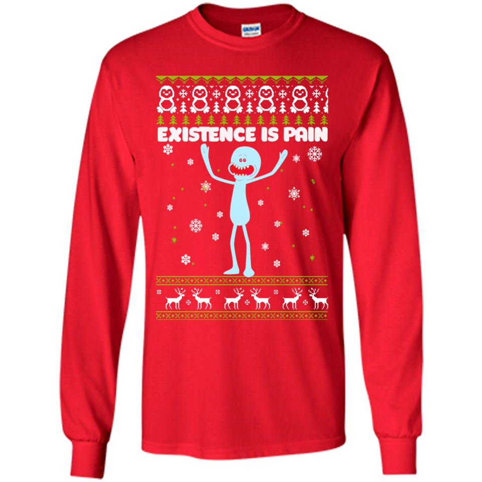 Mr Meeseeks Xistence Is Pain Ugly Christmas - Long Sleeve T-Shirt