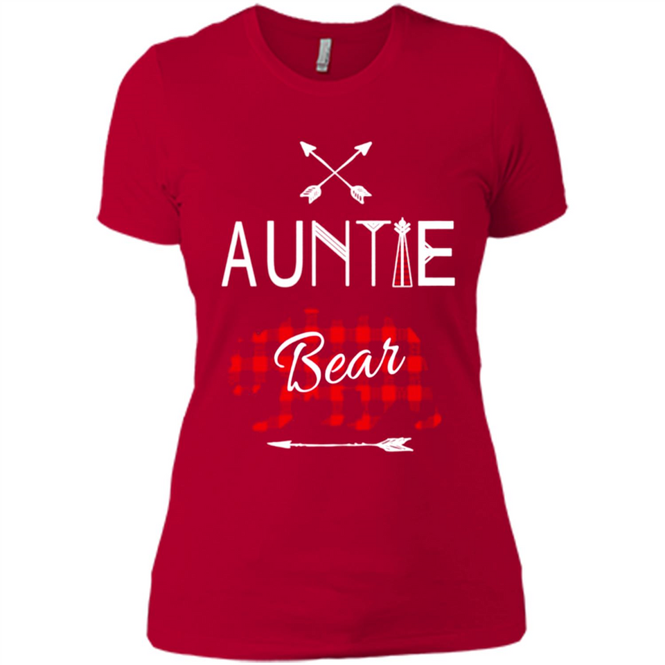 Aunt Shirt Buffalo Plaid Family Camp Bear Tee - Ladies' Boyfriend T-Shirt