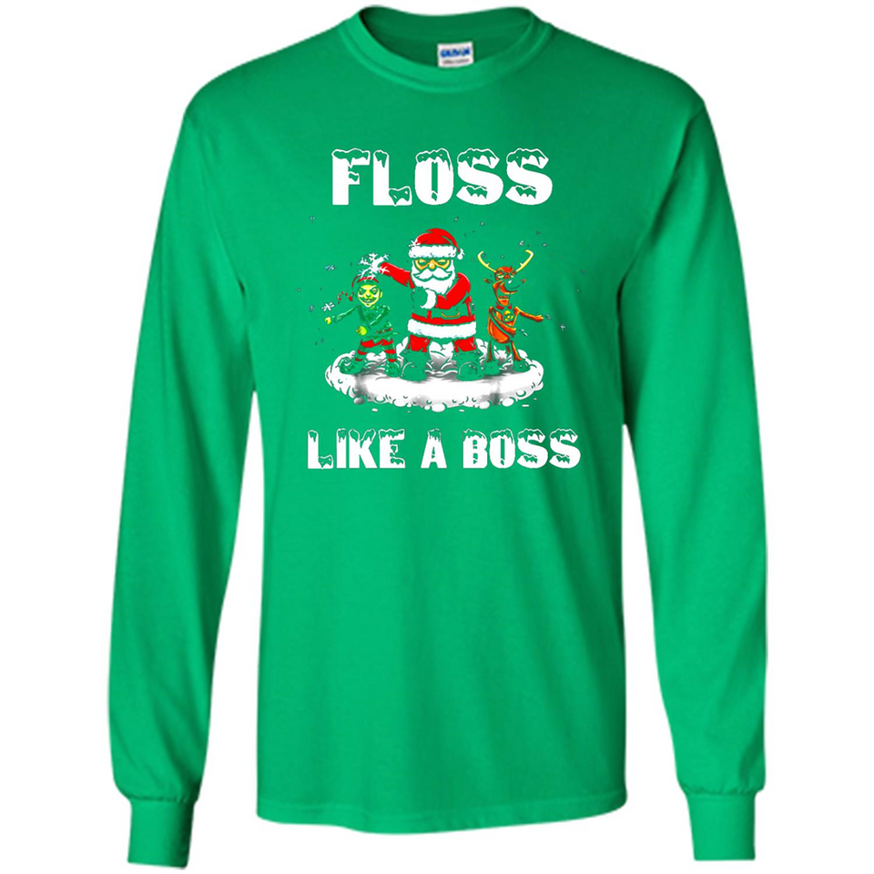 Floss Like A Boss Santa Flossing Dance Funny - Long Sleeve T-Shirt