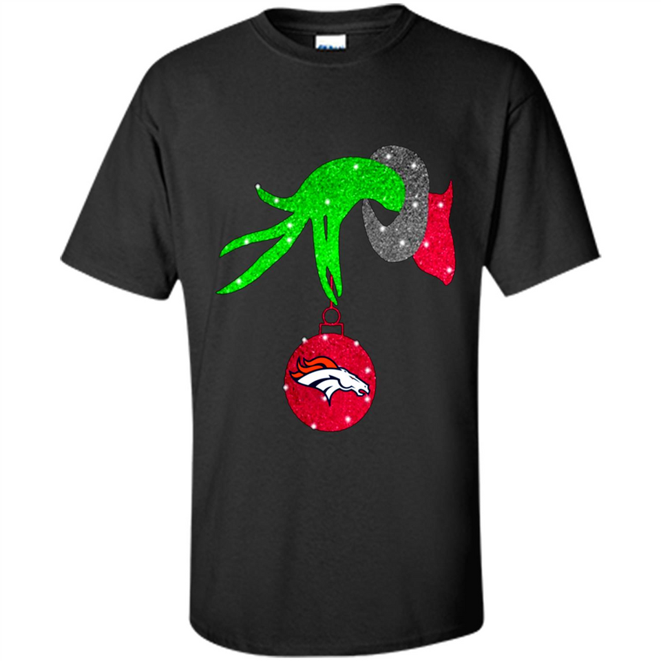GRINCH HAND HOLDING DENVER BRONCOS GLITTER CHRISTMAS PINGPONG