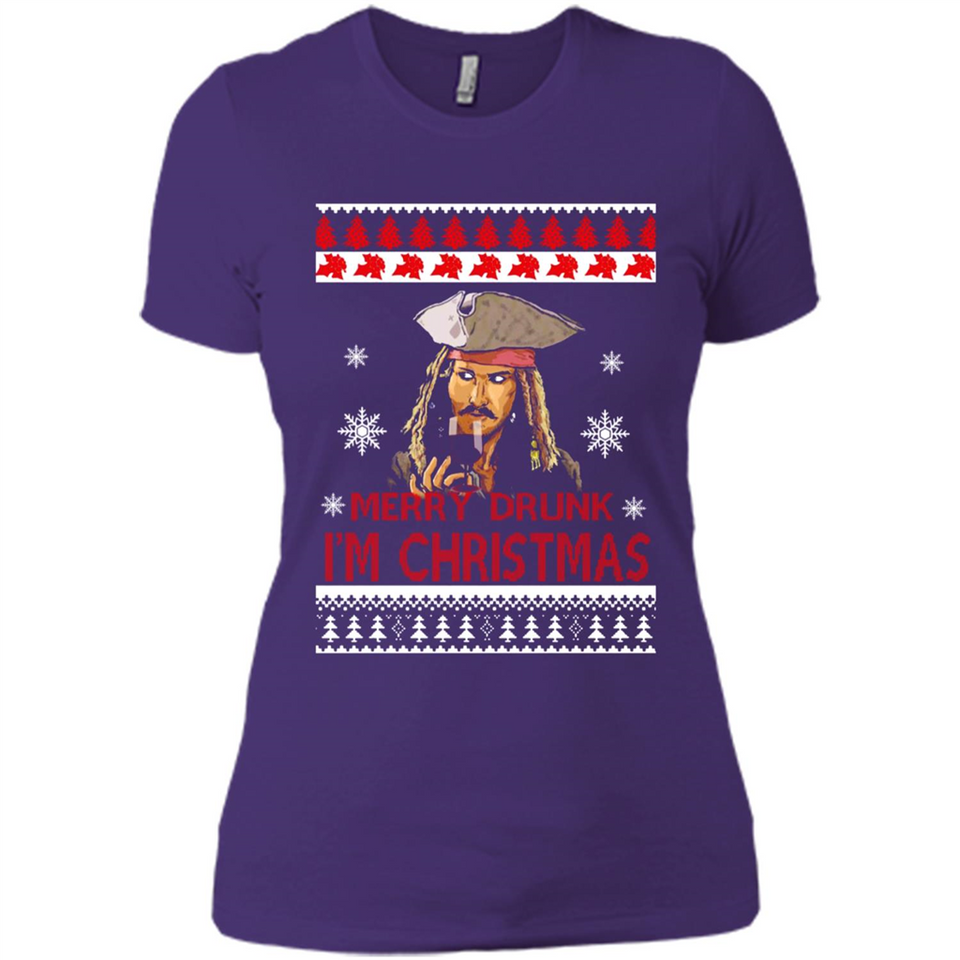 Jack sparrow Merry Drunk I'm Christmas - Ladies' Boyfriend T-Shirt