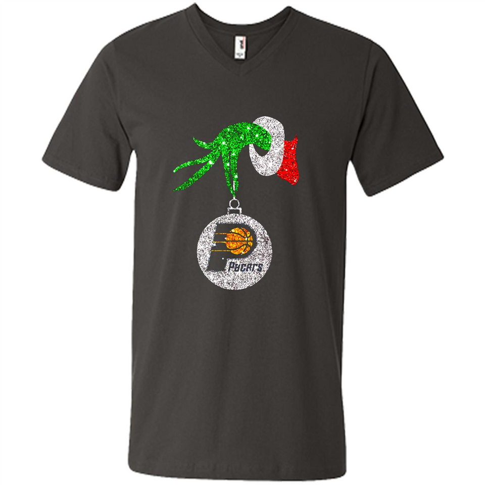 Amazing tee Indiana Pacers Glitter Grinch Monogram Ornament Christmas Gift - Men's V-Neck