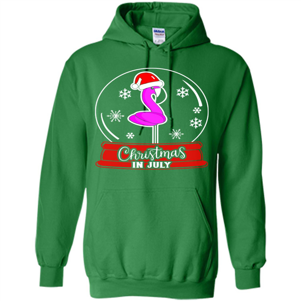 Christmas In July Flamingo Snow Globe Santa Hat - Hoodie