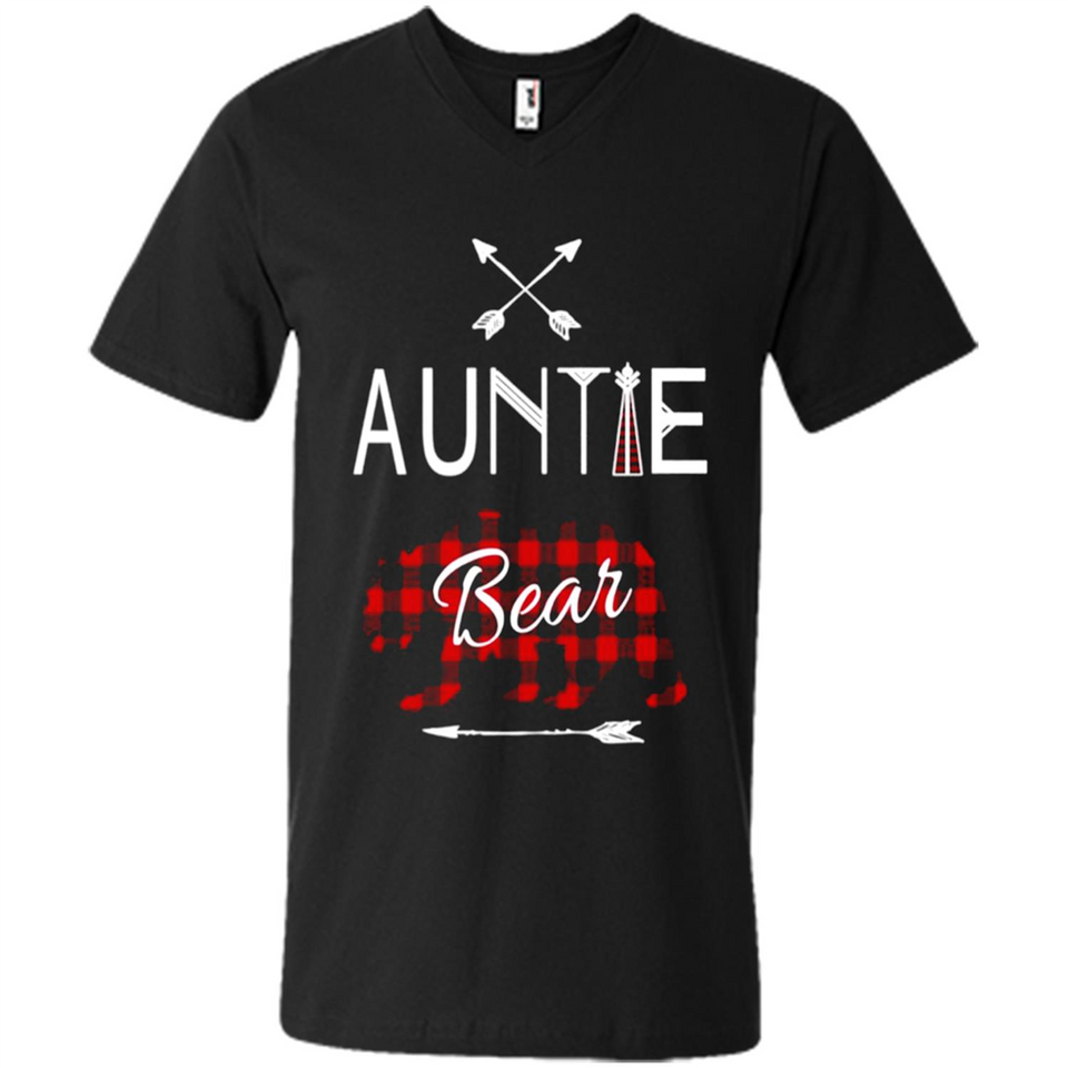 Aunt Shirt Buffalo Plaid Family Camp Bear Tee - Men's V-Neck