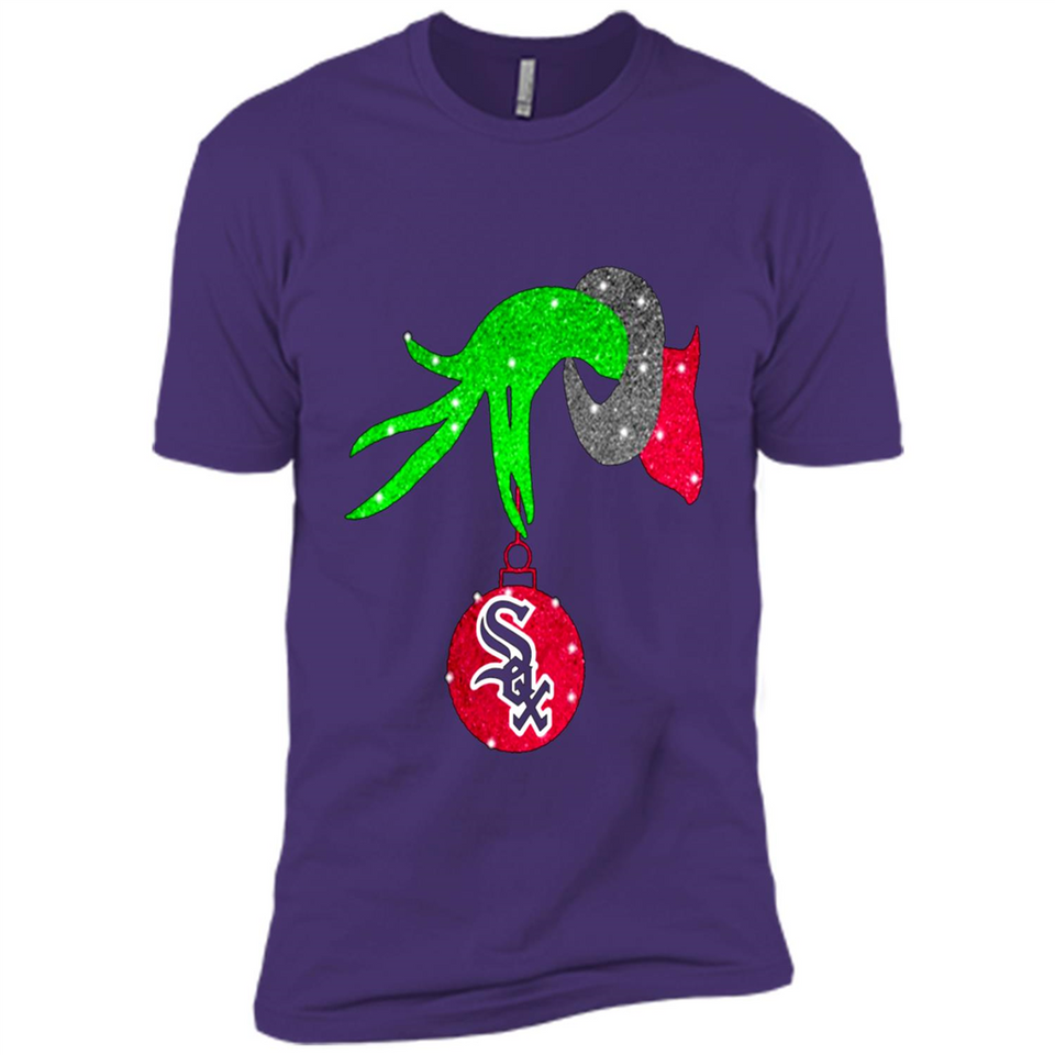 GRINCH HAND HOLDING CHICAGO WHITE SOX GLITTER CHRISTMAS PINGPONG
