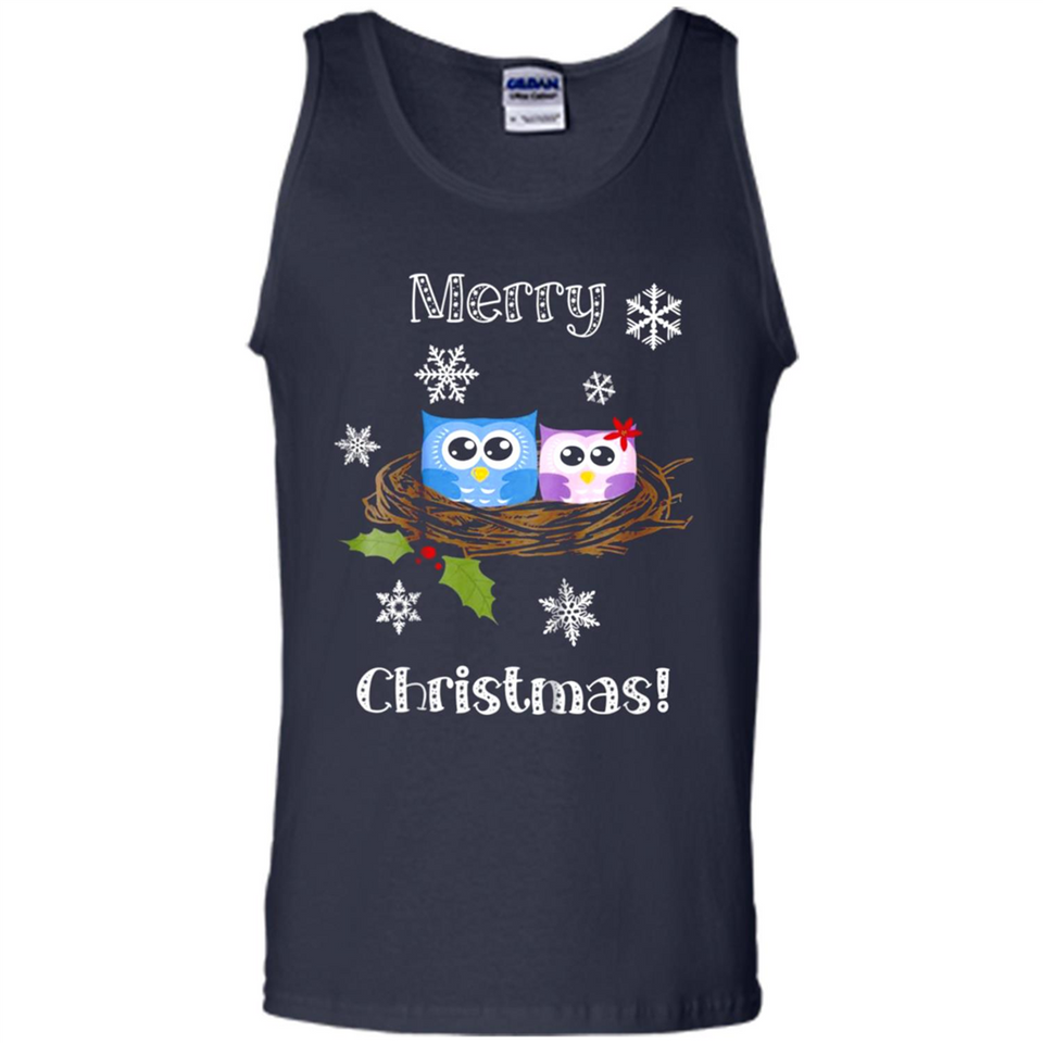 Cute Christmas Shirt Merry Christmas Snowflakes Owls Nest