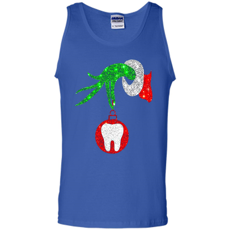 Christmas Nurse Grinch hand holding clinic dental ornament - Tank Top
