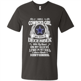 I Am A Cowboys Girl I Was Born In December With My Heart On My Sleeve A Fire In My Soul And A Mouth I Can’t Control - Men's V-Neck