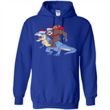 Bigfoot Riding Dinosaurus T-Shirt Funny Bigfoot Santa - Hoodie