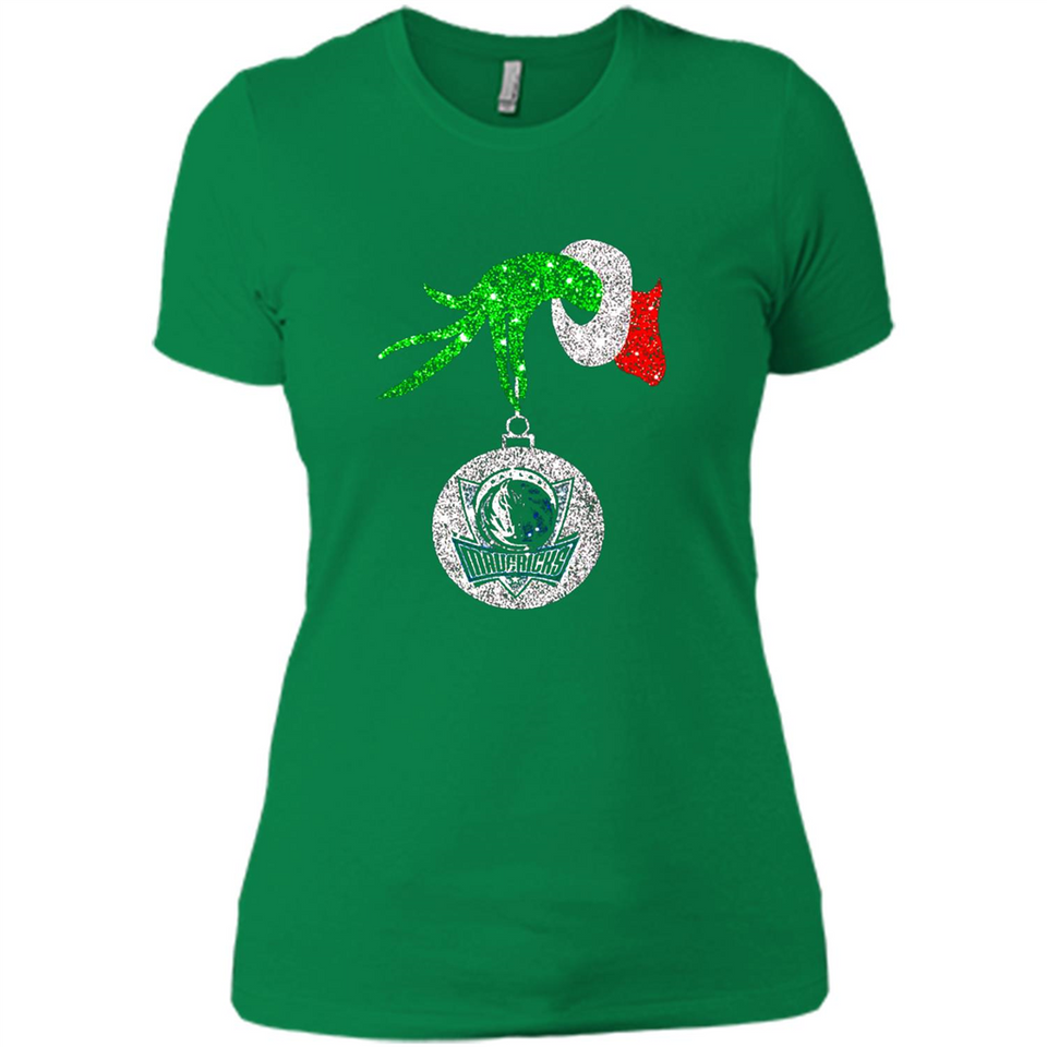 Amazing Dallas Mavericks Glitter Grinch Monogram Ornament Christmas Gift - Ladies' Boyfriend T-Shirt