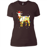 Christmas Lights Goat Wearing Santa Hat T-Shirt - Ladies' Boyfriend T-Shirt