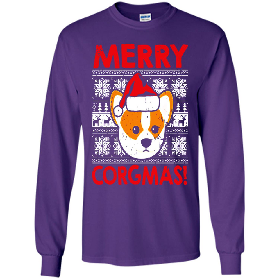 Funny Christmas Santa Corgi Dog Merry Corgmas - Long Sleeve T-Shirt