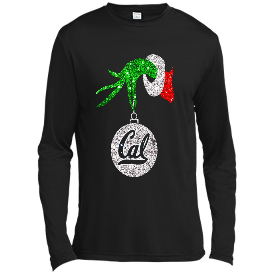 Amazing California Golden Bears Glitter Grinch Monogram Ornament Christmas Gift - Canvas Long Sleeve T-Shirt