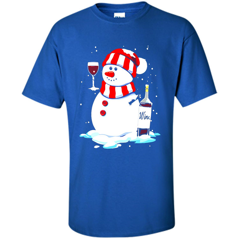 Cute Snowman drink Red Wine Christmas T-Shirt - Shirt