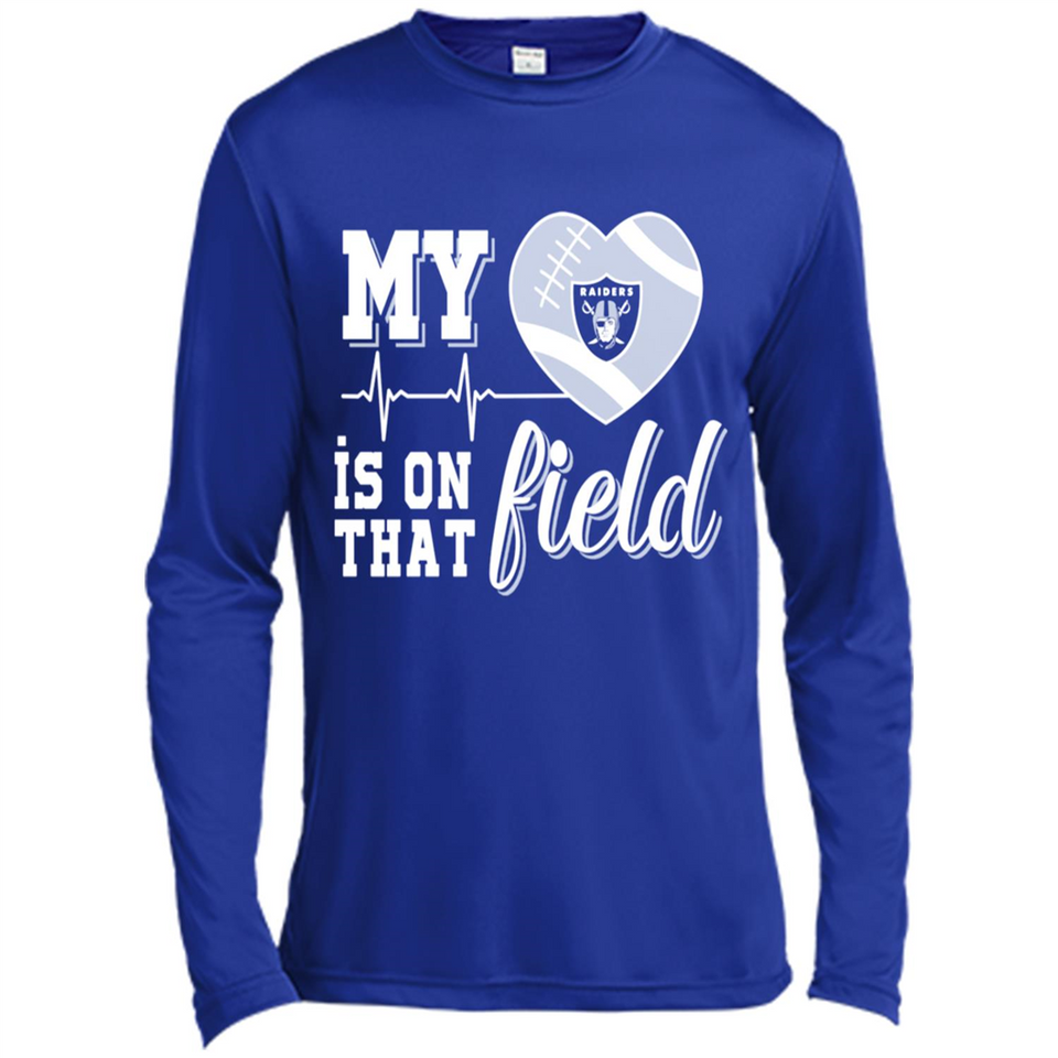 Oakland Raiders Football My Heart is on that Field - Canvas Long Sleeve T-Shirt
