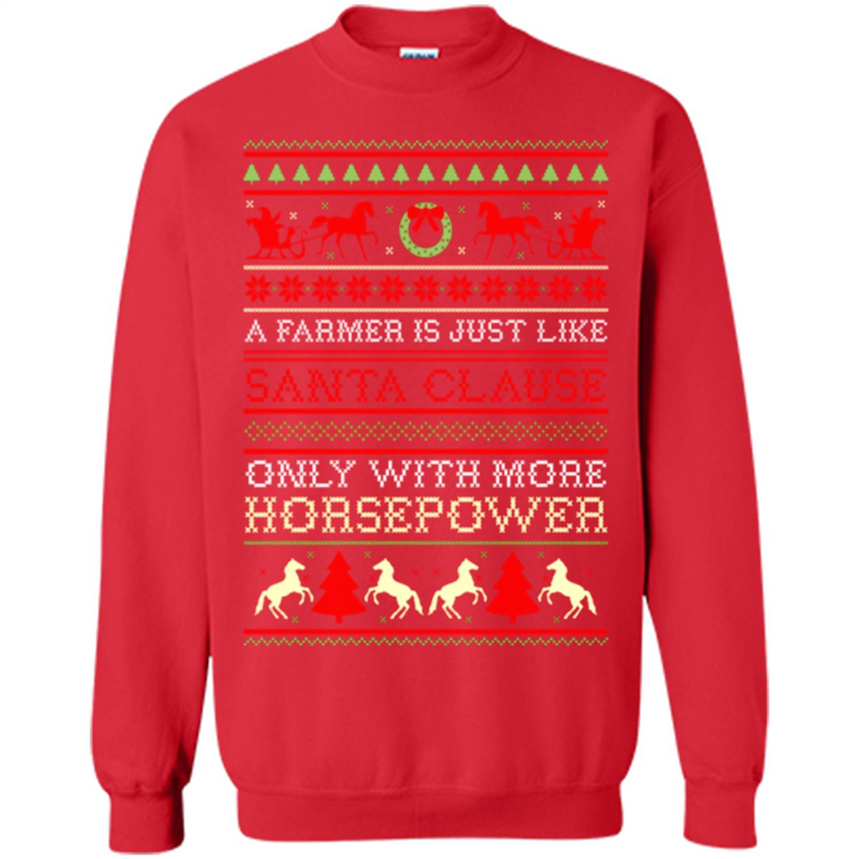 Funny Farmers Gift Ugly Santa Claus Horsepower - Sweatshirt