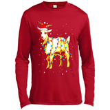 Christmas Lights Goat Wearing Santa Hat T-Shirt - Canvas Long Sleeve T-Shirt
