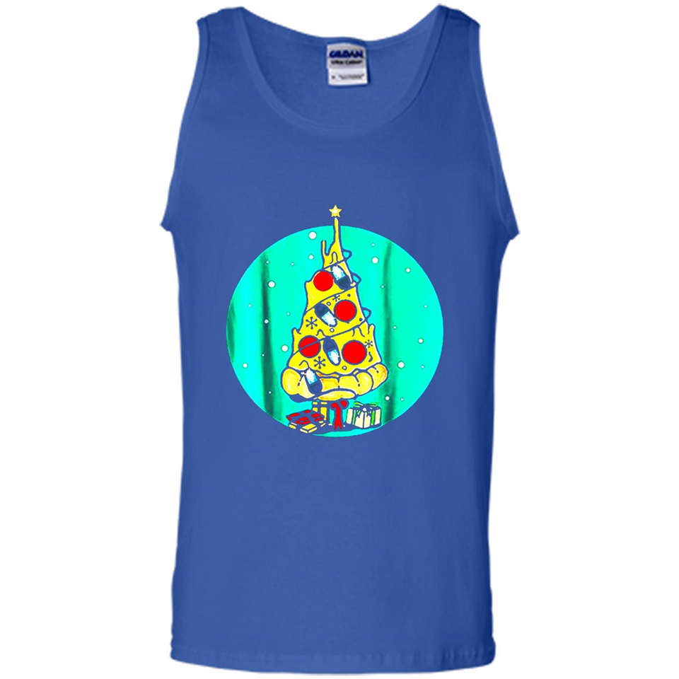 Funny Pizza Ugly Christmas Sweater Xmas Pizza Tree - Tank Top