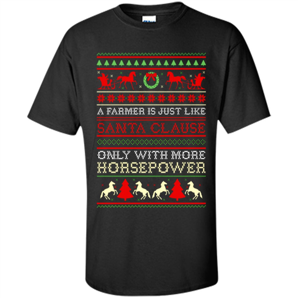 Funny Farmers Gift Ugly Santa Claus Horsepower - Shirt
