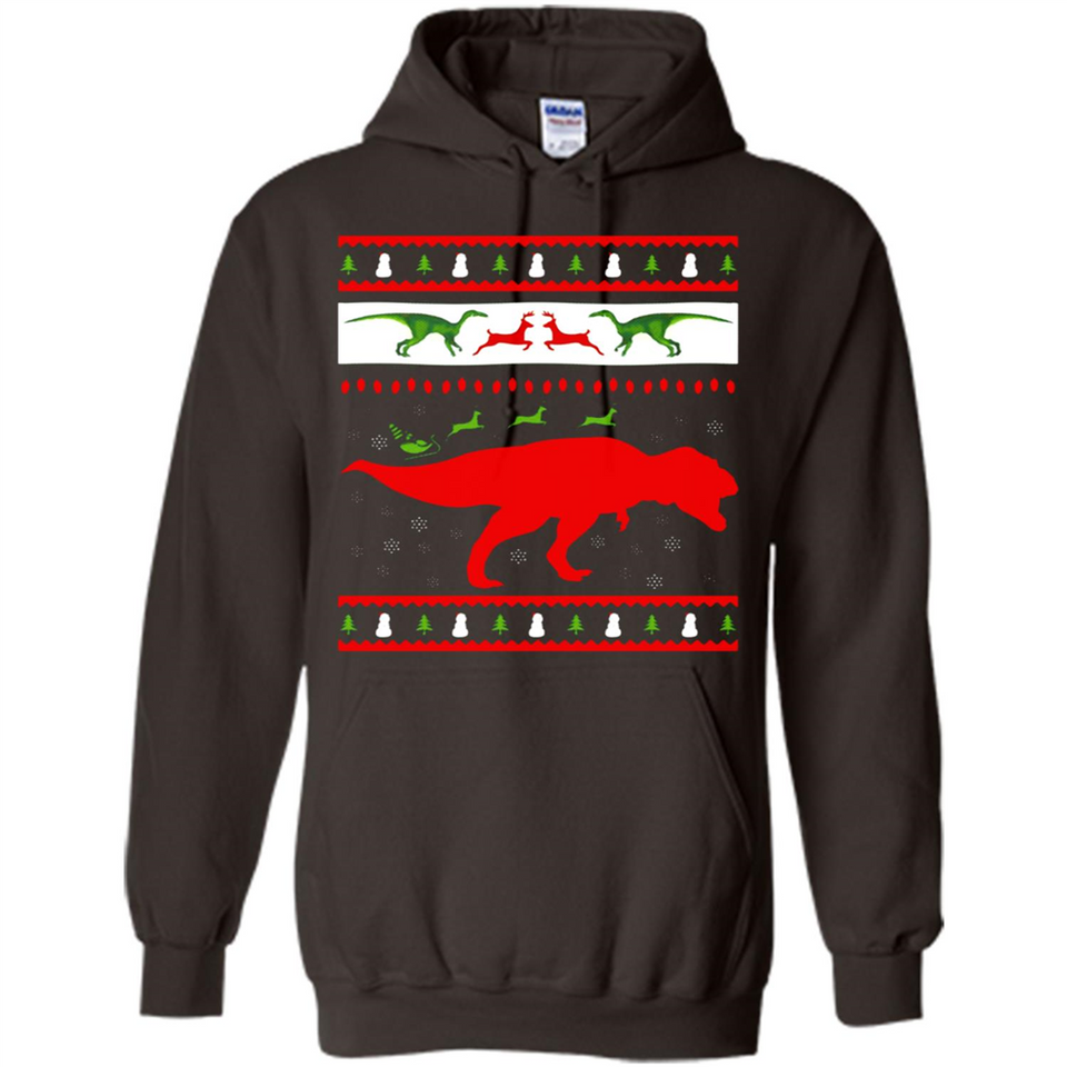 Dinosaur and Santa Clause Ugly Christmas Sweater - Hoodie