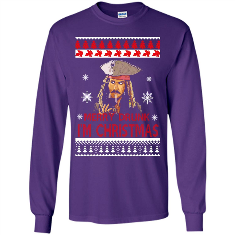 Jack sparrow Merry Drunk I'm Christmas - Long Sleeve T-Shirt