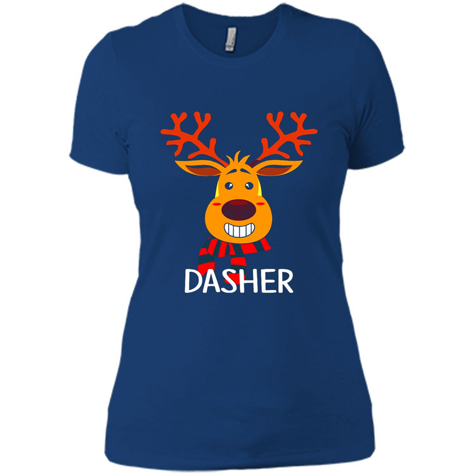 Dasher Reindeer Santa Claus Funny Xmas Holiday T-Shirt - Ladies' Boyfriend T-Shirt