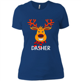 Dasher Reindeer Santa Claus Funny Xmas Holiday T-Shirt - Ladies' Boyfriend T-Shirt