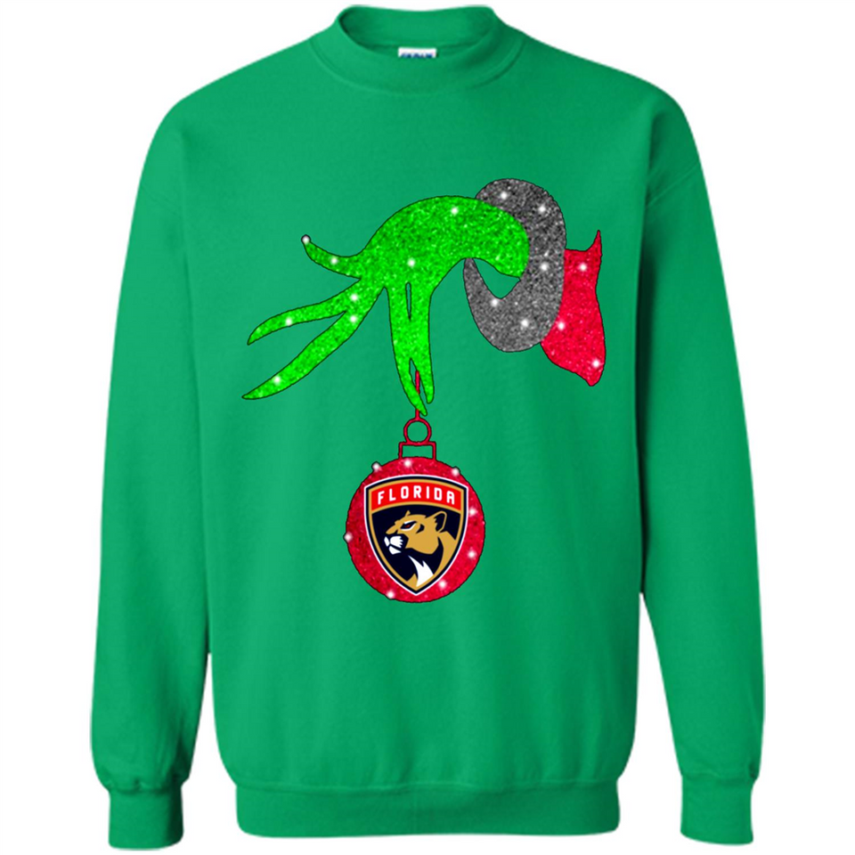 GRINCH HAND HOLDING FLORIDA PANTHERS GLITTER CHRISTMAS PINGPONG