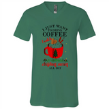 I Just Want To Drink Coffee And Watch Hallmark Christmas Movies All Day MERCHCUTE - Canvas Unisex V-Neck