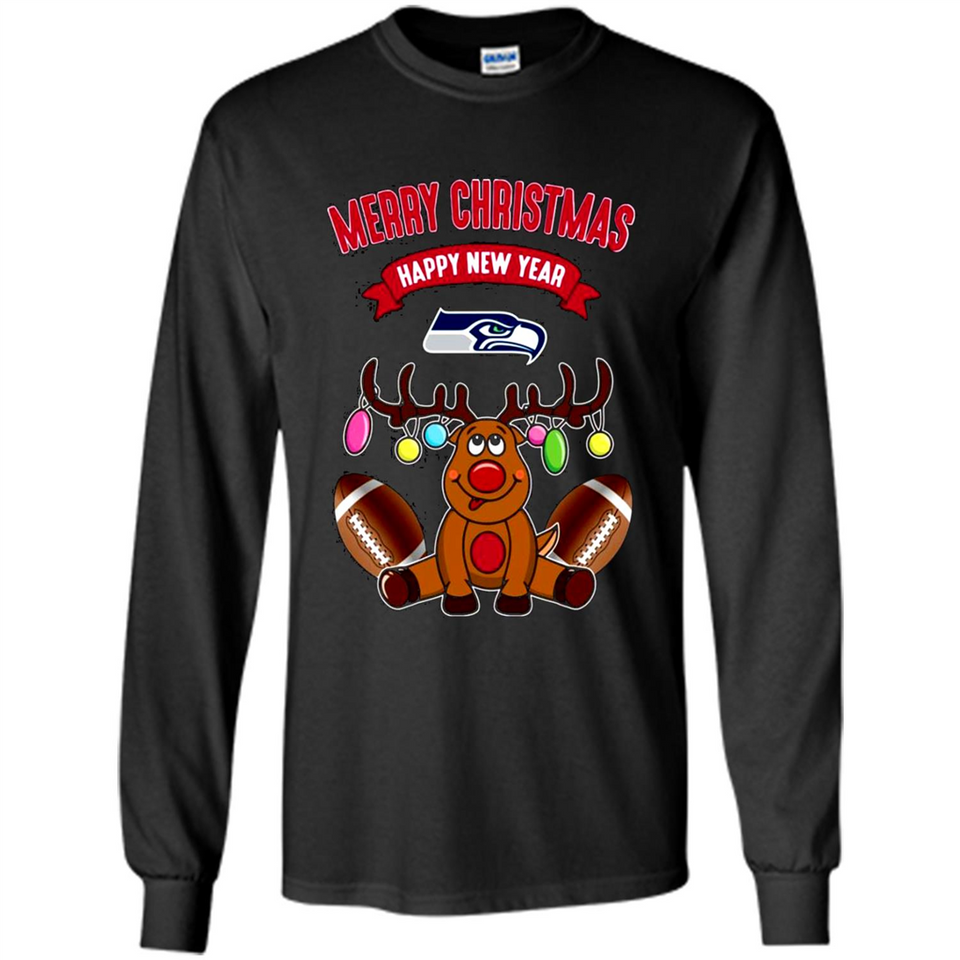 Seattle Seahawks NFL Reindeer Funny Merry Christmas And Happy New Year