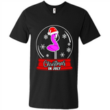Christmas In July Flamingo Snow Globe Santa Hat - Men's V-Neck