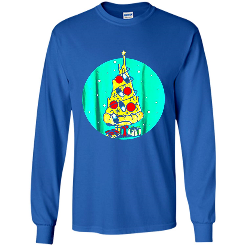 Funny Pizza Ugly Christmas Sweater Xmas Pizza Tree - Long Sleeve T-Shirt
