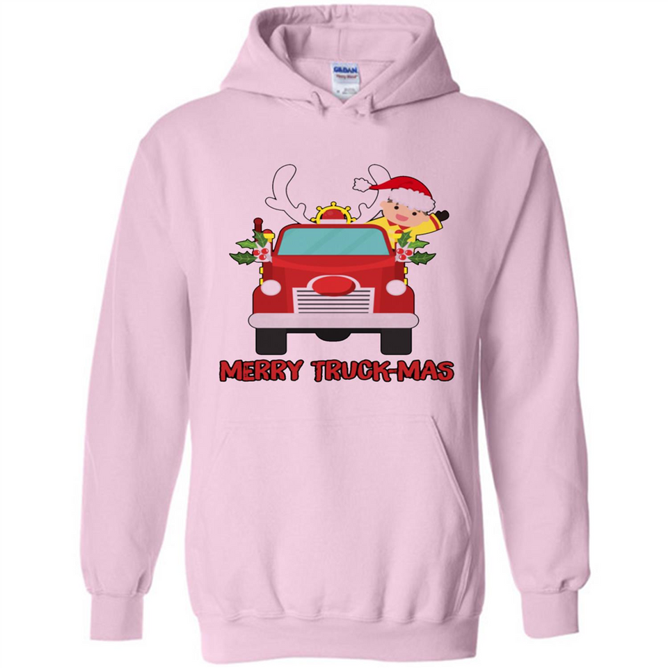Merry Truck-Mas Christmas Fire Truck Cute Reindeer Sporty - Hoodie