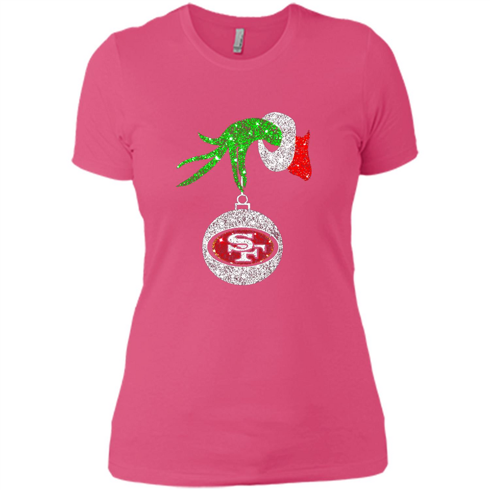 Amazing tee San Francisco 49ers Glitter Grinch Monogram Ornament Christmas Gift - Ladies' Boyfriend T-Shirt