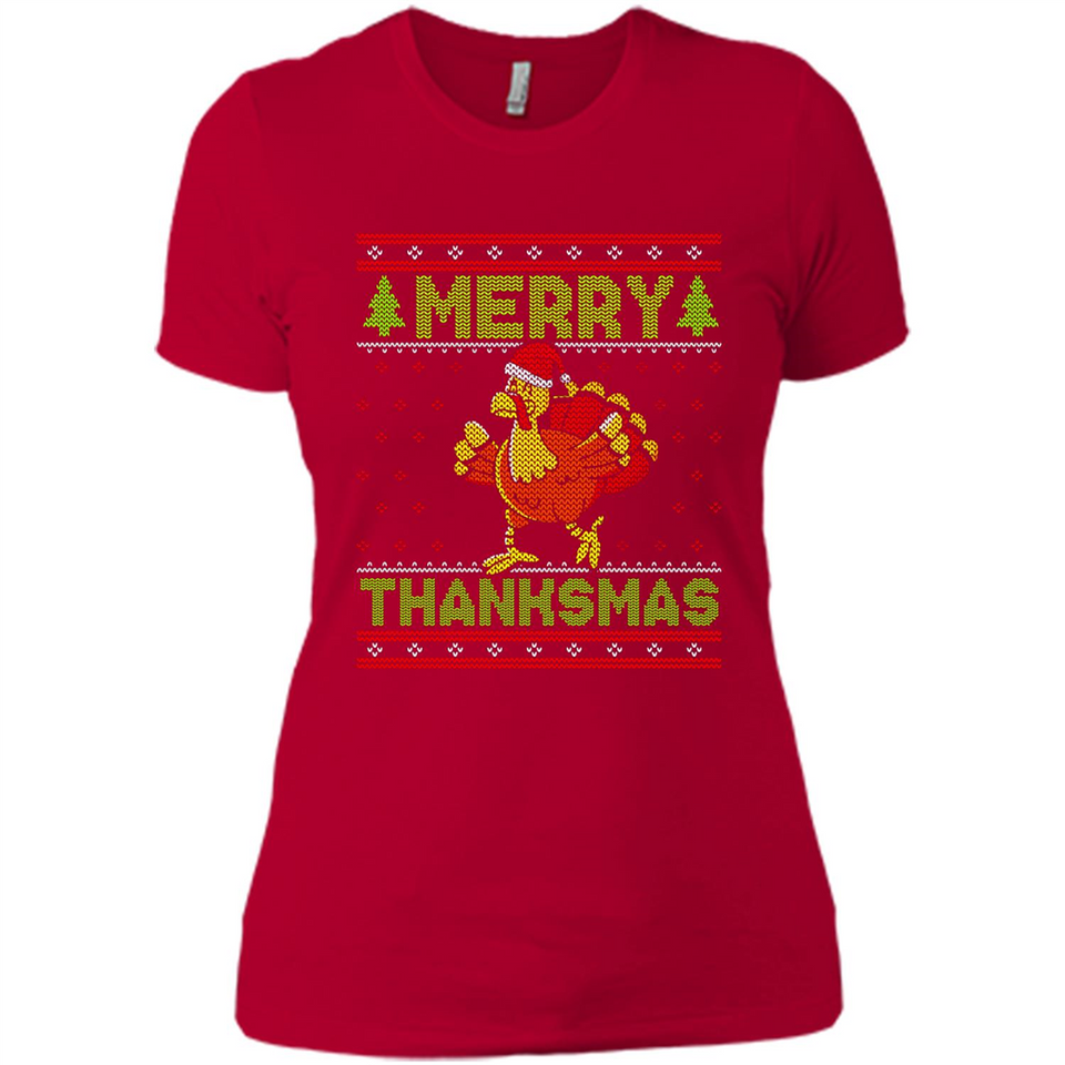Merry Thankmas Ugly Xmas Thanksgiving Turkey Sweatshirt - Ladies' Boyfriend T-Shirt
