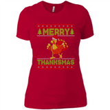 Merry Thankmas Ugly Xmas Thanksgiving Turkey Sweatshirt - Ladies' Boyfriend T-Shirt