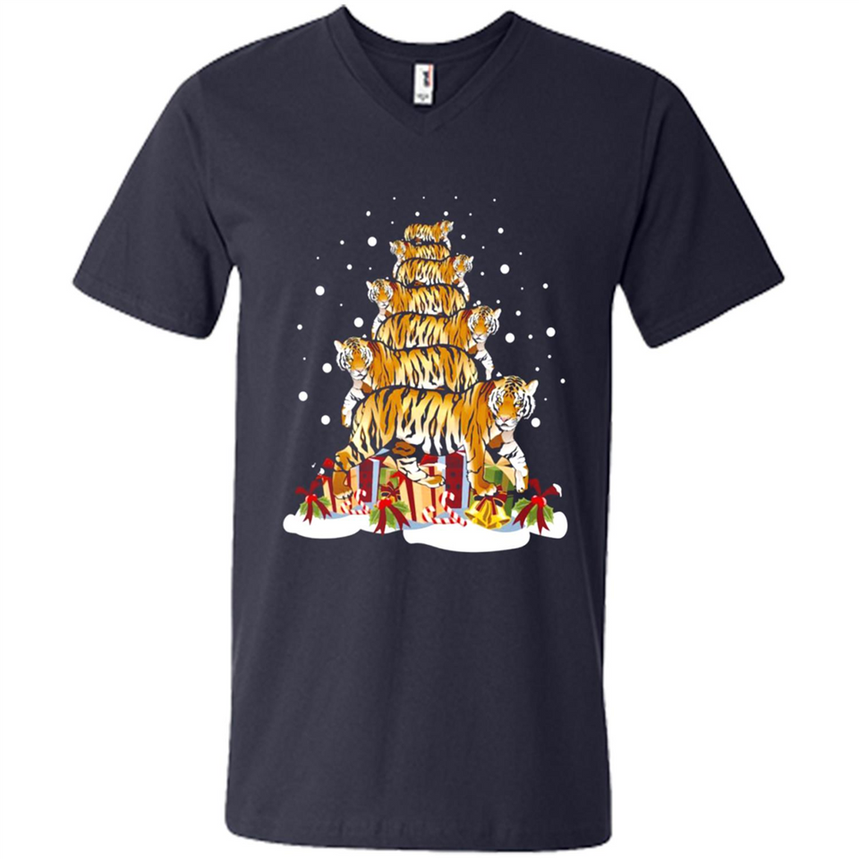 Tiger Christmas Tree Funny Merry Christmas - Men's V-Neck