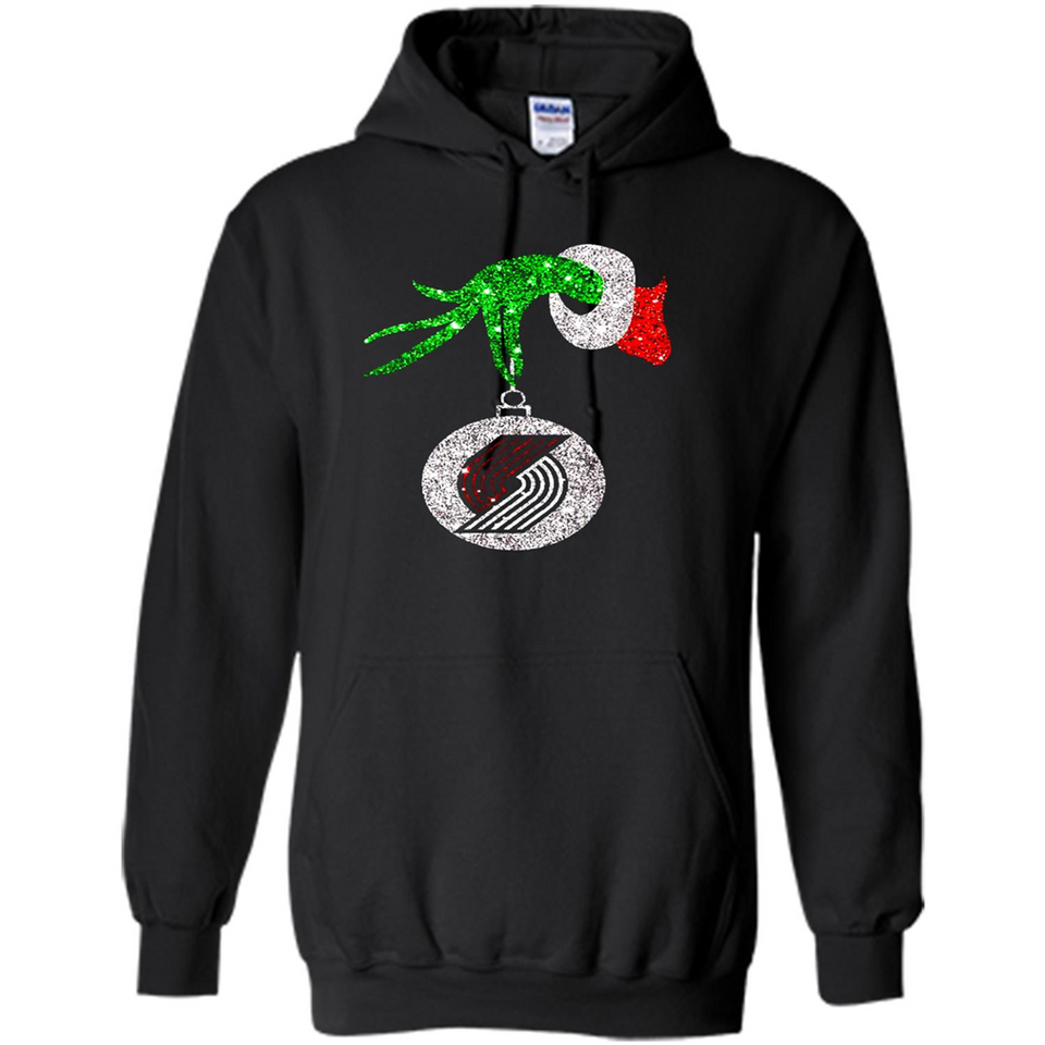 Amazing shirt Portland Trail Blazers Glitter Grinch Monogram Ornament Christmas - Hoodie