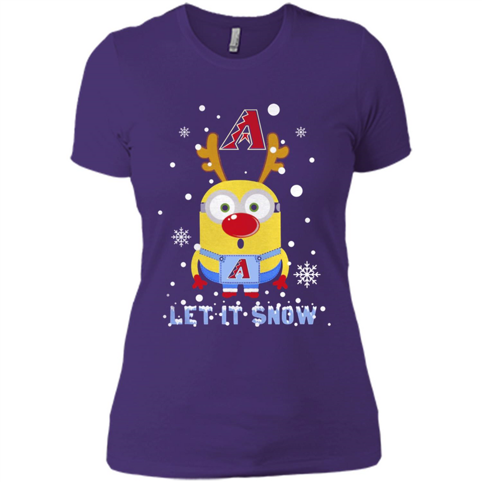 Minion Arizona Diamondbacks Ugly Christmas Sweater Let it Snow - Ladies' Boyfriend T-Shirt