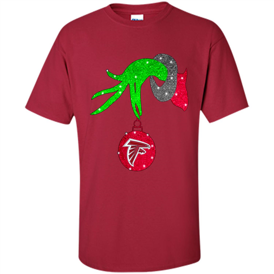 GRINCH HAND HOLDING ATLANTA FALCONS GLITTER CHRISTMAS PINGPONG