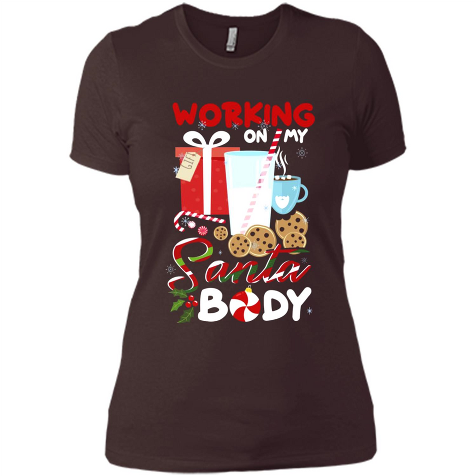 Working On My Santa Body Funny Christmas Gift Sleeve Xmas - Ladies' Boyfriend T-Shirt